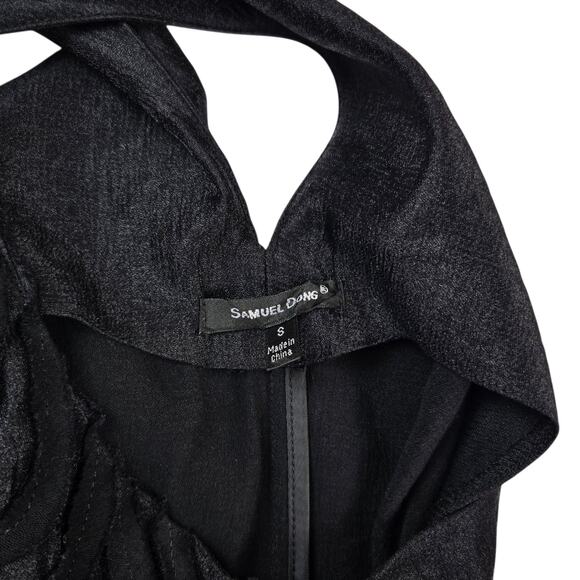 Samuel Dong Mini Dress Size Small Black Bodycon Fitted Embroidered Sleeveless - Picture 7 of 8